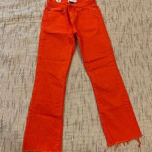 Current Elliott distressed cropped ankle flare